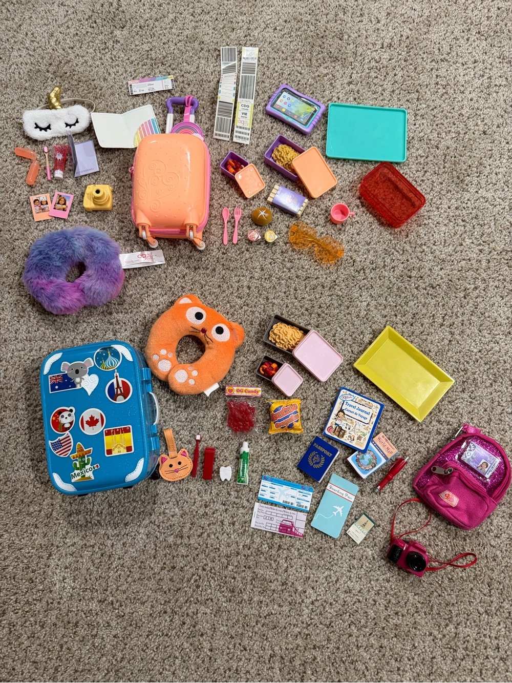 Our Generation Over the Rainbow Luggage Travel Set + Well Traveled Set 18” Dolls